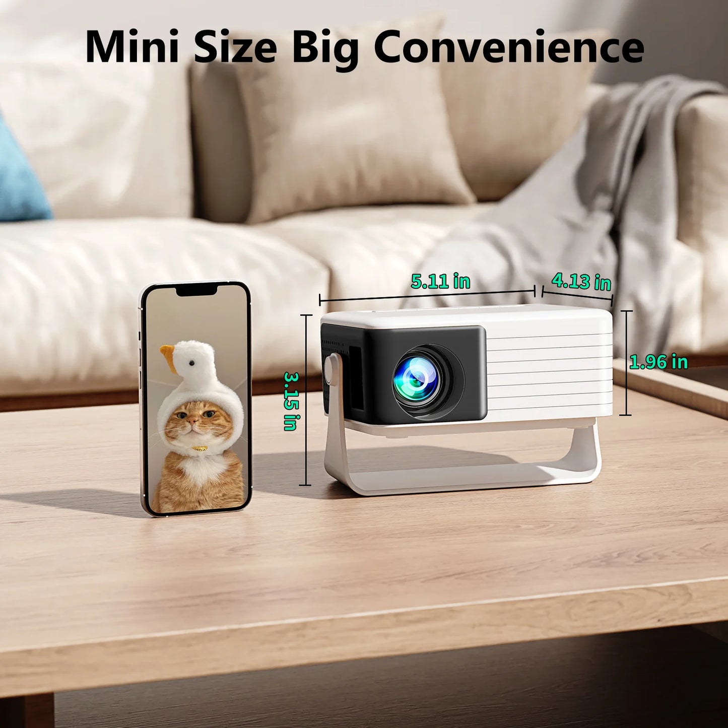 YT Mini Proyector 1080P Compatible, 4000 Lúmenes LED 3.0 Para Teatro Para Exteriores, Vida De Lámpara De 60000 Horas, Negro