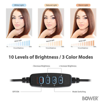 8” Selfie Ring Light Studio with Tripod Stand and Phone Holder – 8” LED Ring Light, 51” Extendable Tripod, 360º Tripod Ball Head, 3 White Modes, 10 Bright Levels, Wireless Remote