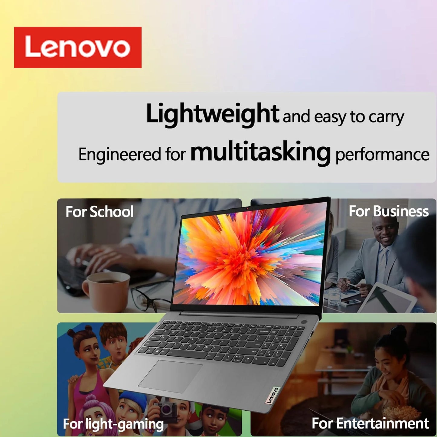 Ideapad 1 Laptop, 15.6" FHD, Intel Processor, 8GB RAM, 128GB SSD + 128GB Emmc, Windows 11 Home, Grey